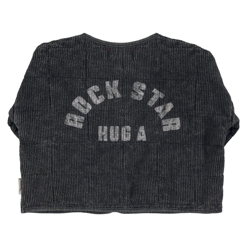 Piupiuchick Paded Jacket Washed Black With "rock star" Print - Studio Play