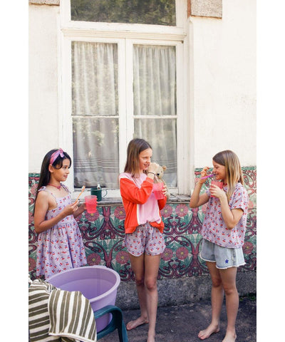 Piupiuchick Peter Pan Collar Shirt Purple/White Checkered With Cherries