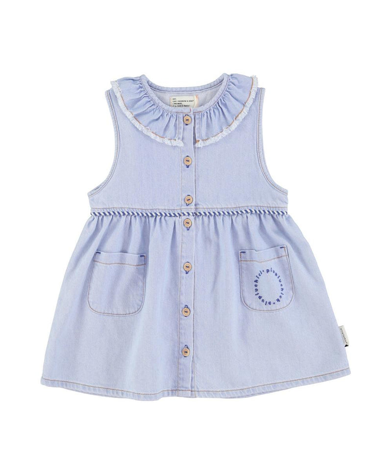 Piupiuchick Short Dress Light Blue Soft Denim