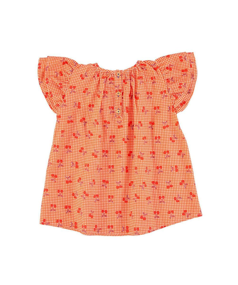 Piupiuchick Short Dress Red/White Checkered With Cherries