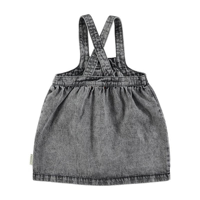 Piupiuchick Short Dress With Straps Faded Black Denim