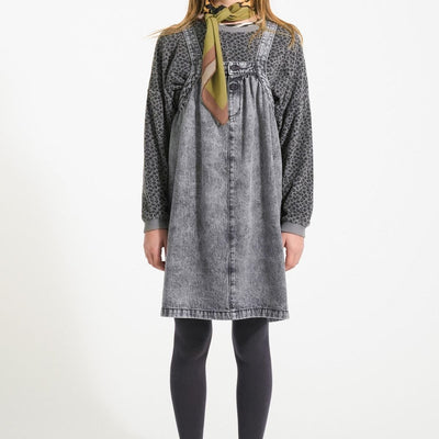 Piupiuchick Short Dress With Straps Faded Black Denim