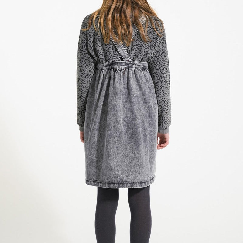 Piupiuchick Short Dress With Straps Faded Black Denim