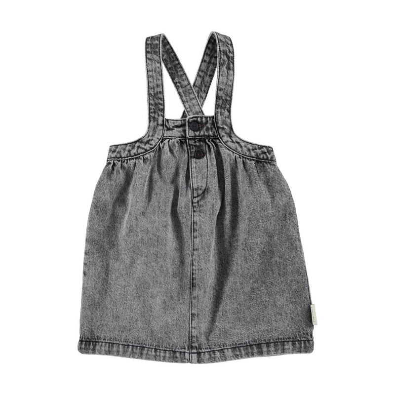 Piupiuchick Short Dress With Straps Faded Black Denim