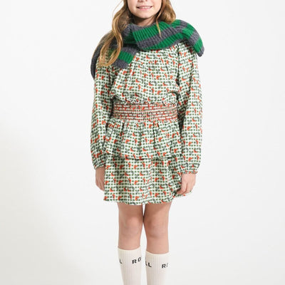 Piupiuchick Short Skirt Green Checkered With Flowers