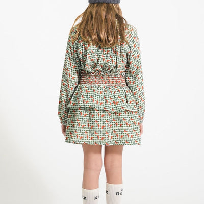 Piupiuchick Short Skirt Green Checkered With Flowers