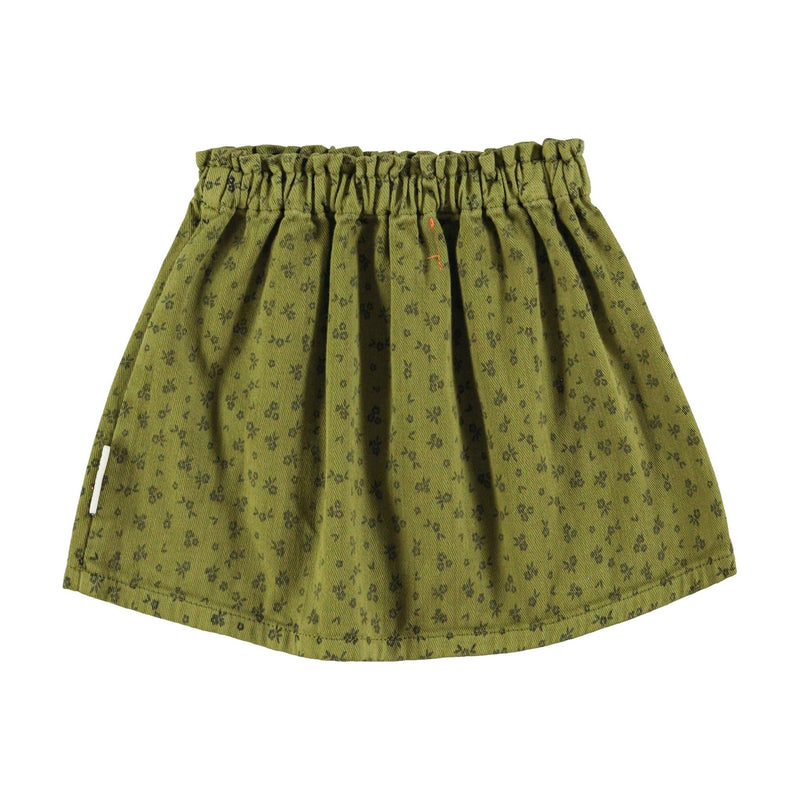 Piupiuchick Short Skirt Khaki With Black Flowers