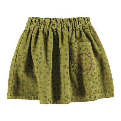 Piupiuchick Short Skirt Khaki With Black Flowers