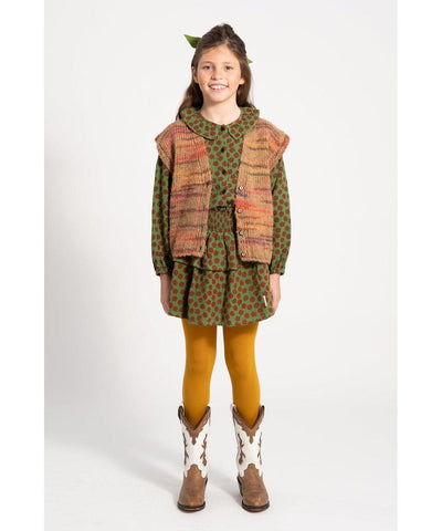 Piupiuchick Short Skirt with Red Apples Olive Green