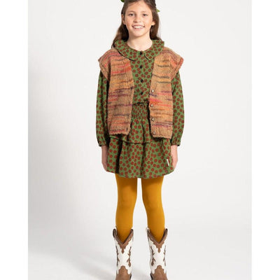 Piupiuchick Short Skirt with Red Apples Olive Green - Studio Play