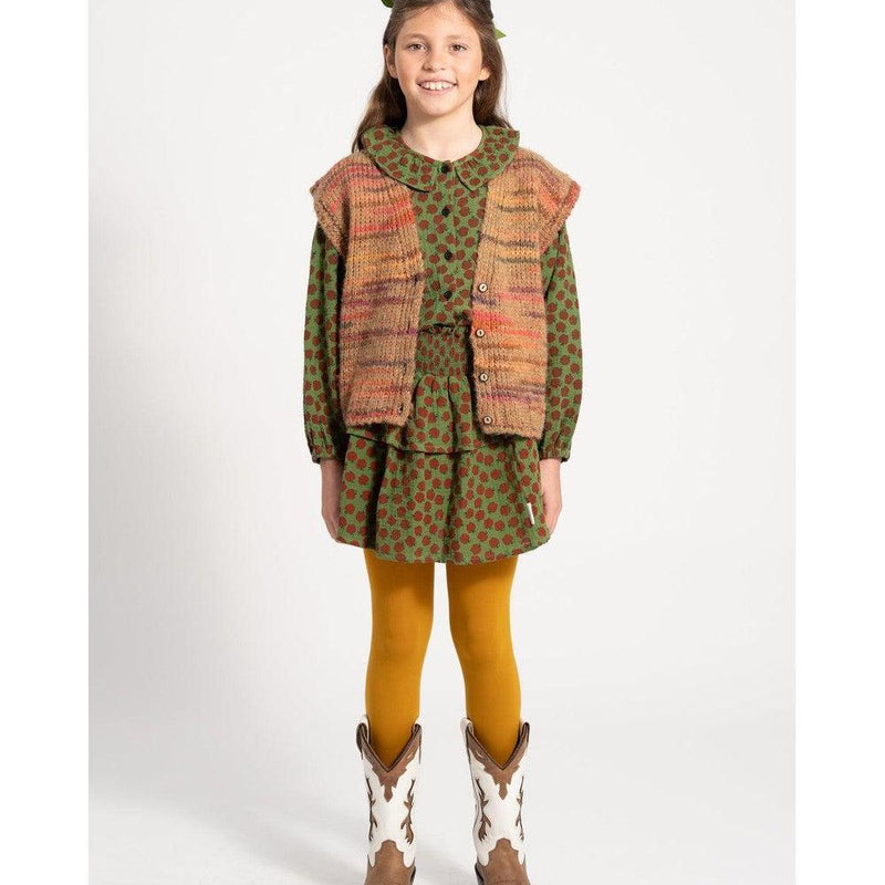Piupiuchick Short Skirt with Red Apples Olive Green - Studio Play