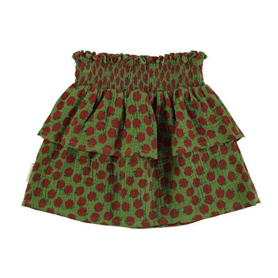 Piupiuchick Short Skirt with Red Apples Olive Green - Studio Play