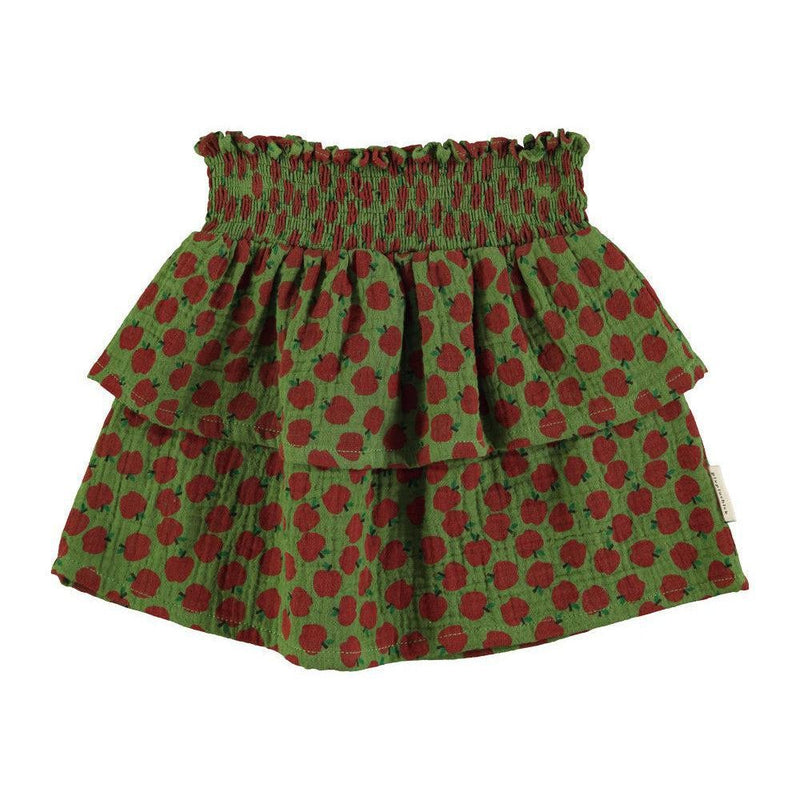 Piupiuchick Short Skirt with Red Apples Olive Green - Studio Play