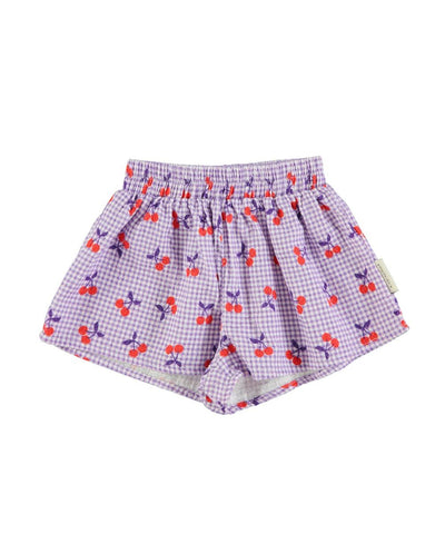 Piupiuchick Shorts Purple/White Checkered With Cherries