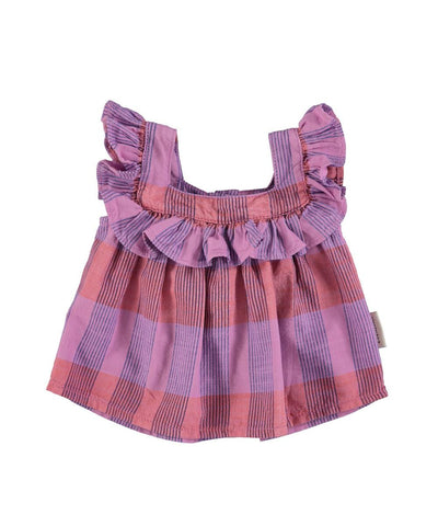 Piupiuchick Sleeveless Blouse Lavender Checkered