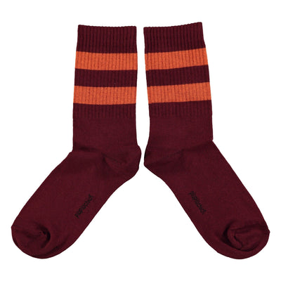 Piupiuchick Socks Bordeaux With Orange Stripes - Studio Play