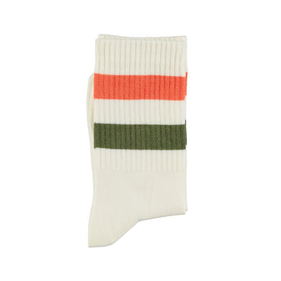 Piupiuchick Socks Ecru With Green & Orange Stripes