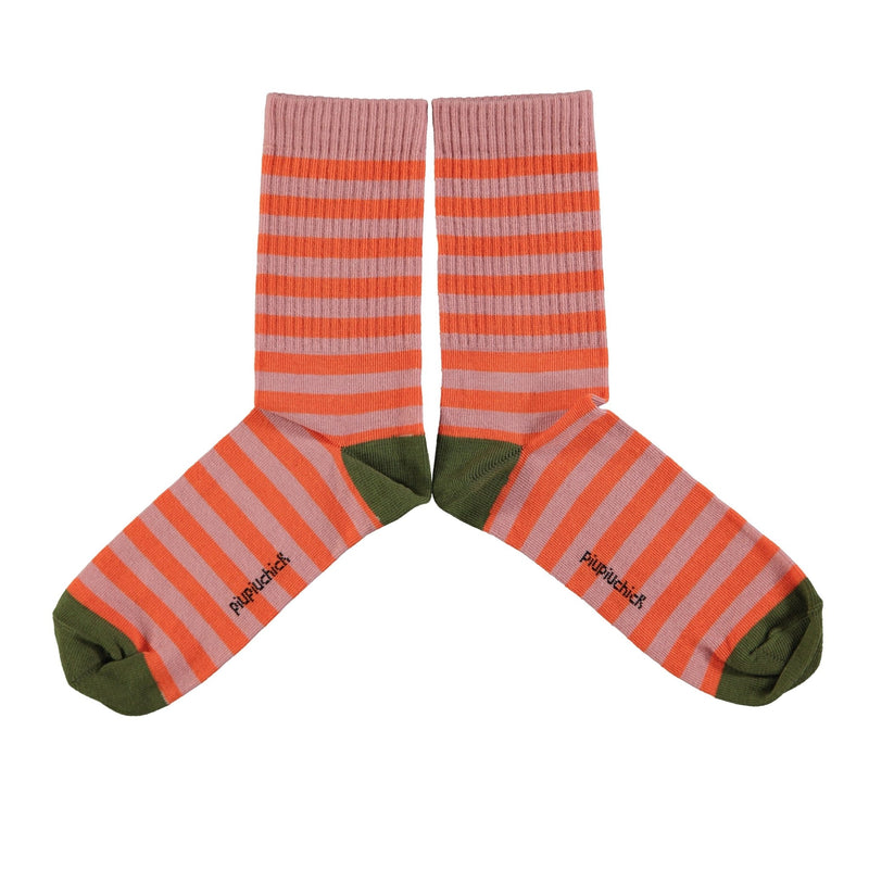 Piupiuchick Socks Pink & Orange Stripes - Studio Play