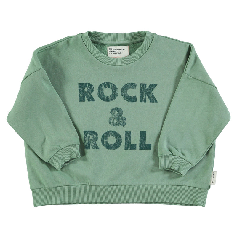 Piupiuchick Sweatshirt Green With "rock & roll" Print - Studio Play