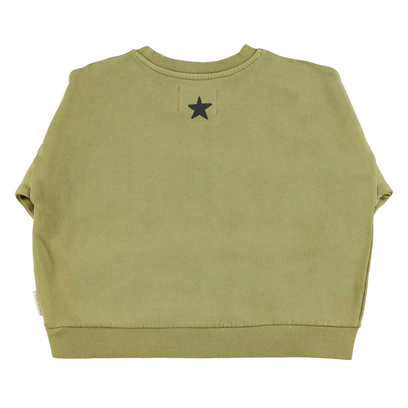 Piupiuchick Sweatshirt Olive Green With Tiger Print - Studio Play