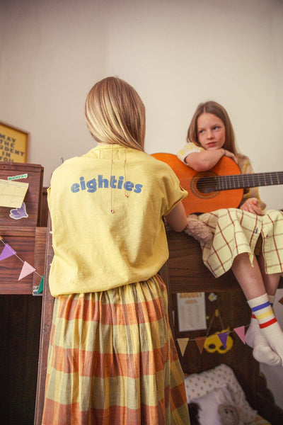 Piupiuchick T-shirt Yellow With Multicolor Wave Print
