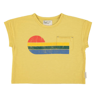 Piupiuchick T-shirt Yellow With Multicolor Wave Print