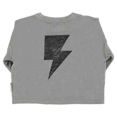 Piupiuchick Terry Cotton Longsleeve T'shirt Grey With "rock & roll" Print