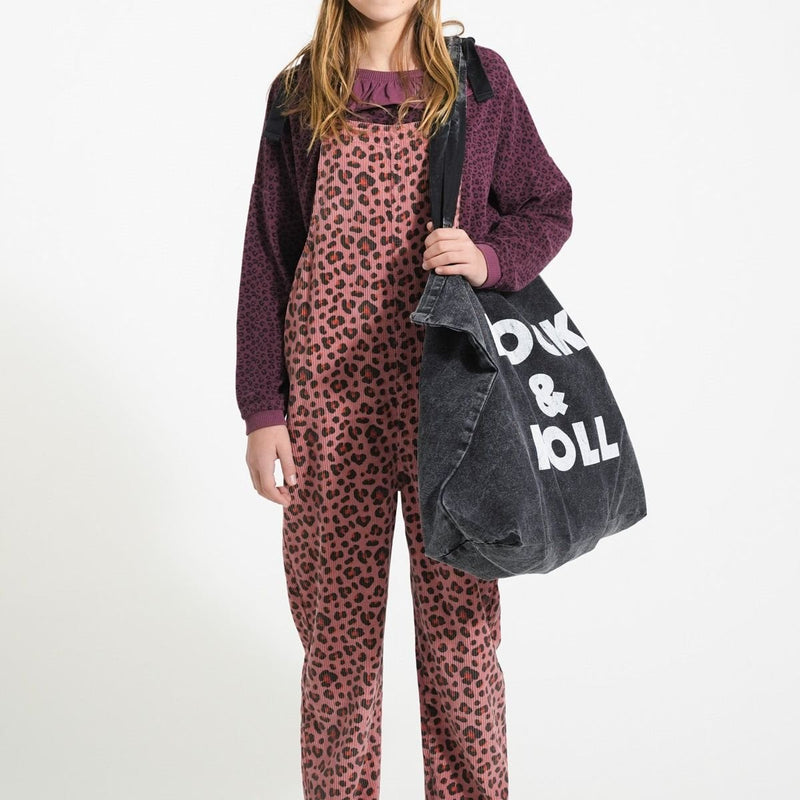 Piupiuchick Terry Cotton Sweatshirt Aubergine With Animal Print - Studio Play
