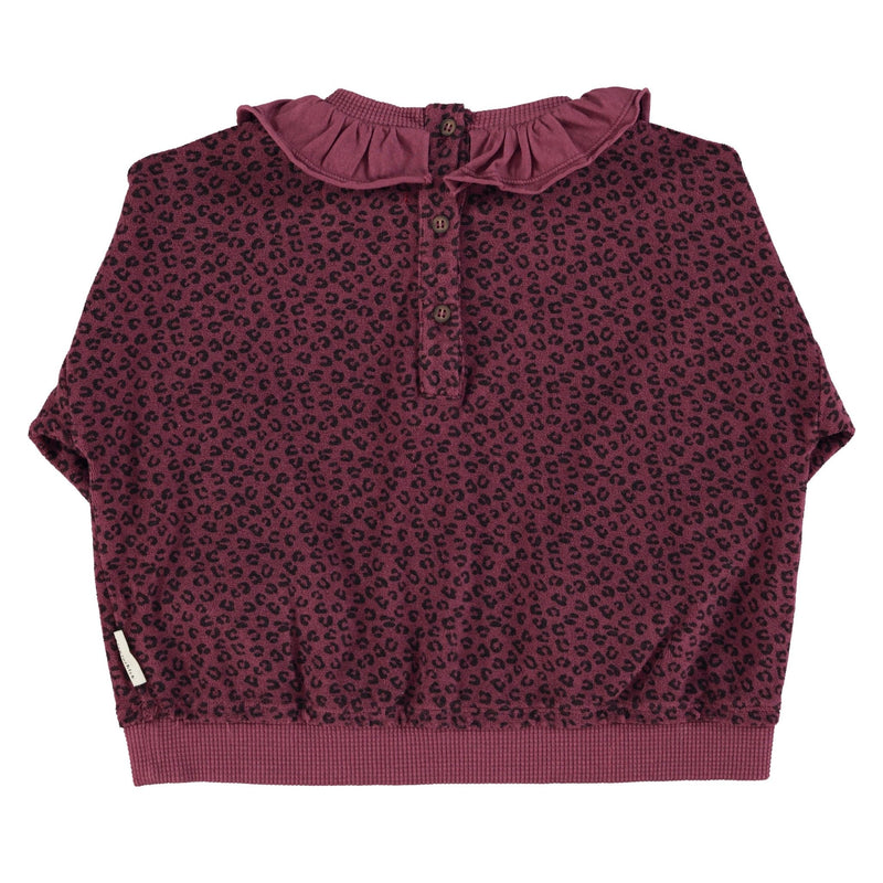 Piupiuchick Terry Cotton Sweatshirt Aubergine With Animal Print