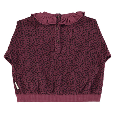 Piupiuchick Terry Cotton Sweatshirt Aubergine With Animal Print - Studio Play
