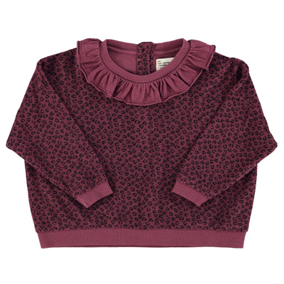 Piupiuchick Terry Cotton Sweatshirt Aubergine With Animal Print