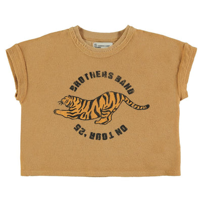 Piupiuchick Terry Cotton T'shirt Mustard With Tiger Print