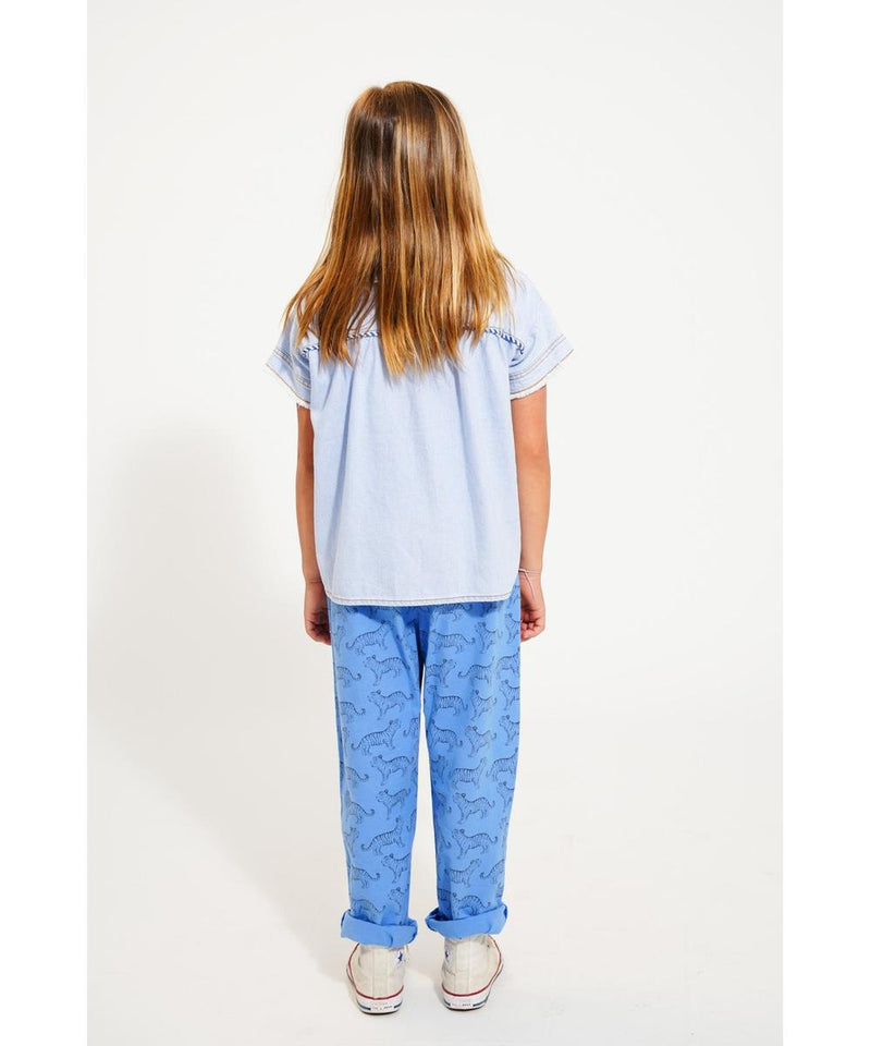 Piupiuchick Unisex Trousers Blue With Black Tigers