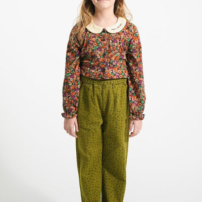 Piupiuchick Unisex Trousers Khaki With Black Flowers - Studio Play