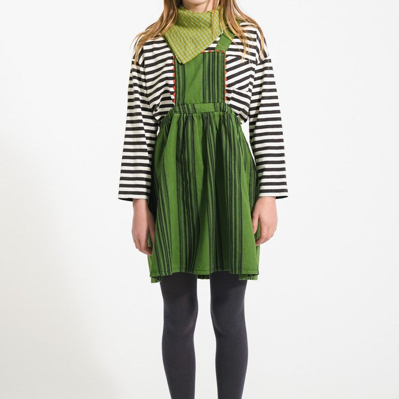 Piupiuchick Short Dress Green With Black Stripes