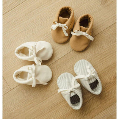 Quincy Mae Baby Booties Blue Micro Stripe - Studio Play