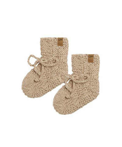 Quincy Mae Baby Knit Booties Latte Speckled