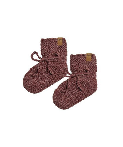 Quincy Mae Baby Knit Booties Plum Heathered