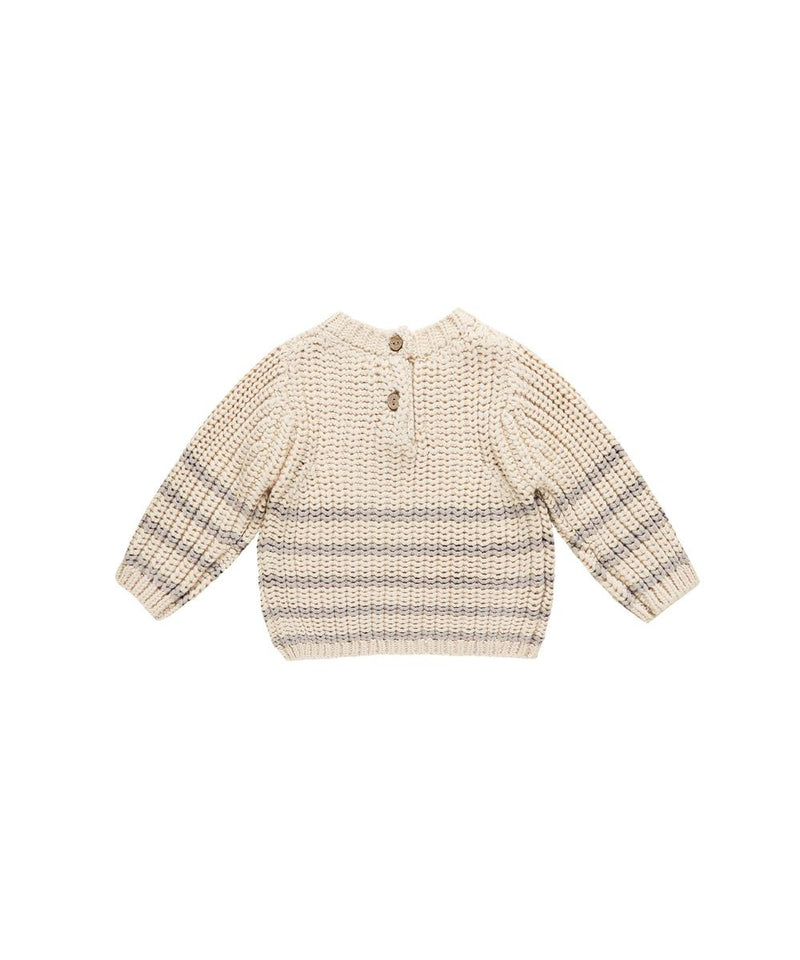 Quincy Mae Baby Knitted Sweater Fog Stripe