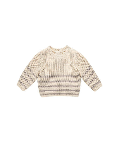 Quincy Mae Baby Knitted Sweater Fog Stripe