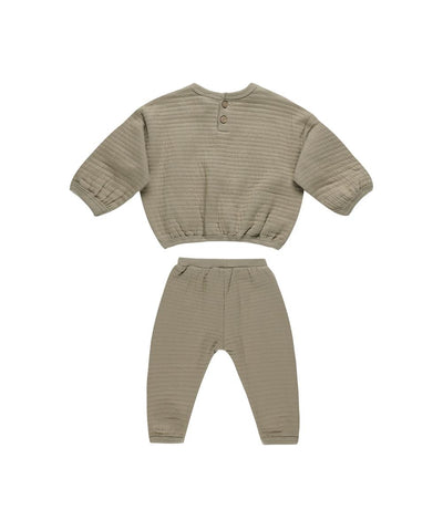 Quincy Mae Baby Textured Sweat Set Olive