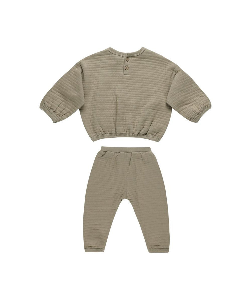 Quincy Mae Baby Textured Sweat Set Olive