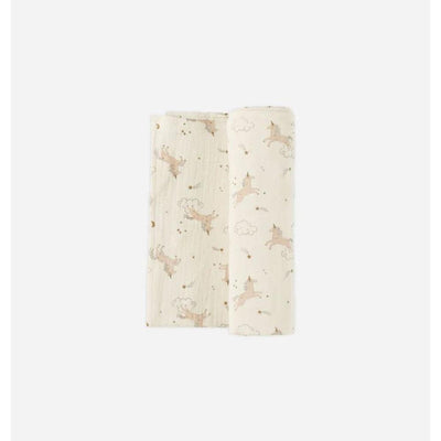 Quincy Mae Baby Woven Swaddle Unicorns/ natural - Studio Play