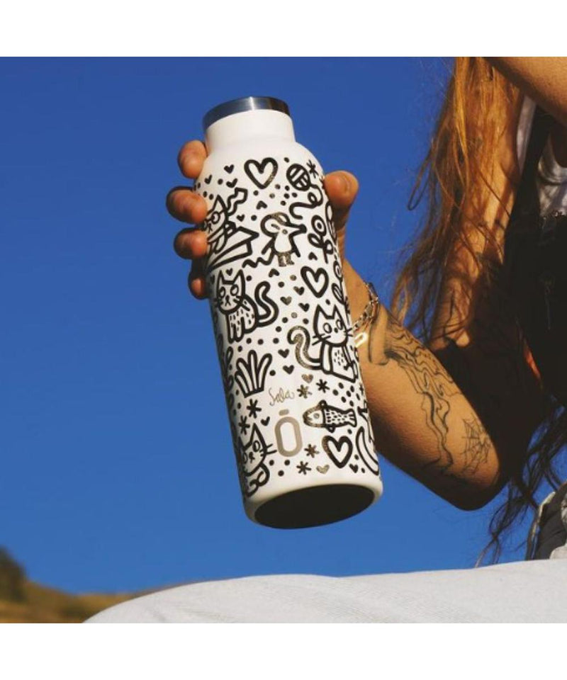 Runbott Thermal Bottle 600ml Carma Sala Doodle Nata