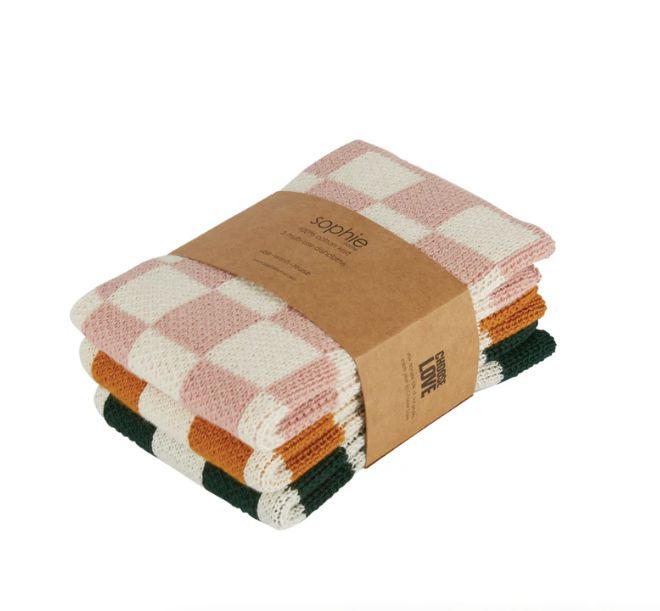 Sophie Home Reusable Dishcloth Pink Check