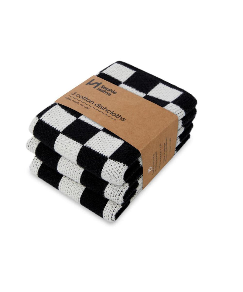 Sophie Home Reusable Dishcloths: Black Check