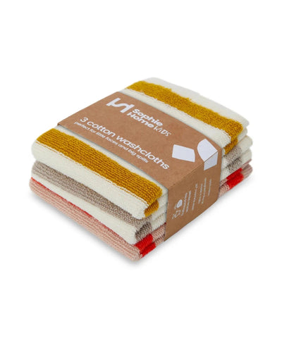 Sophie Home Striped Terry Washcloths Citrus