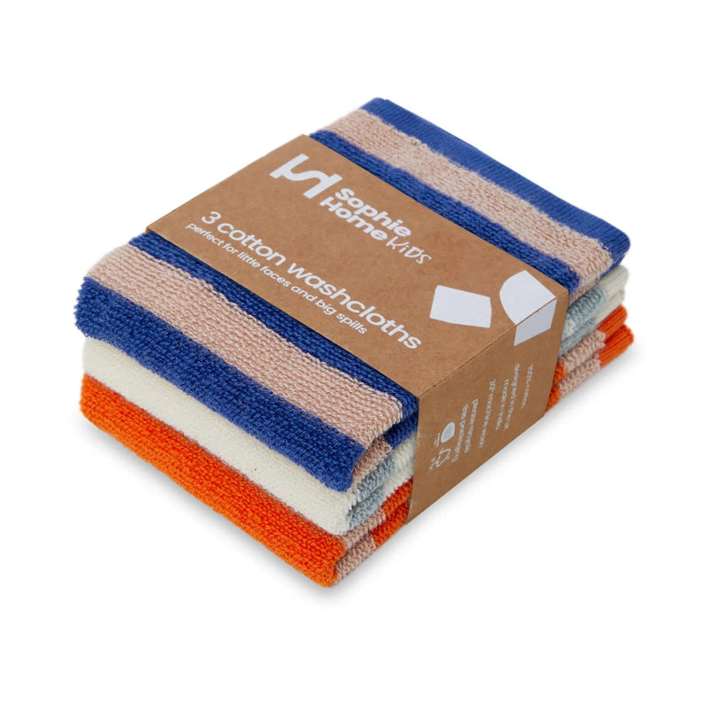 Sophie Home Striped Terry Washcloths: Cobalt