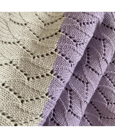 Sophie Home Textured Zigzag Knit Baby Blanket: Lilac & Cream