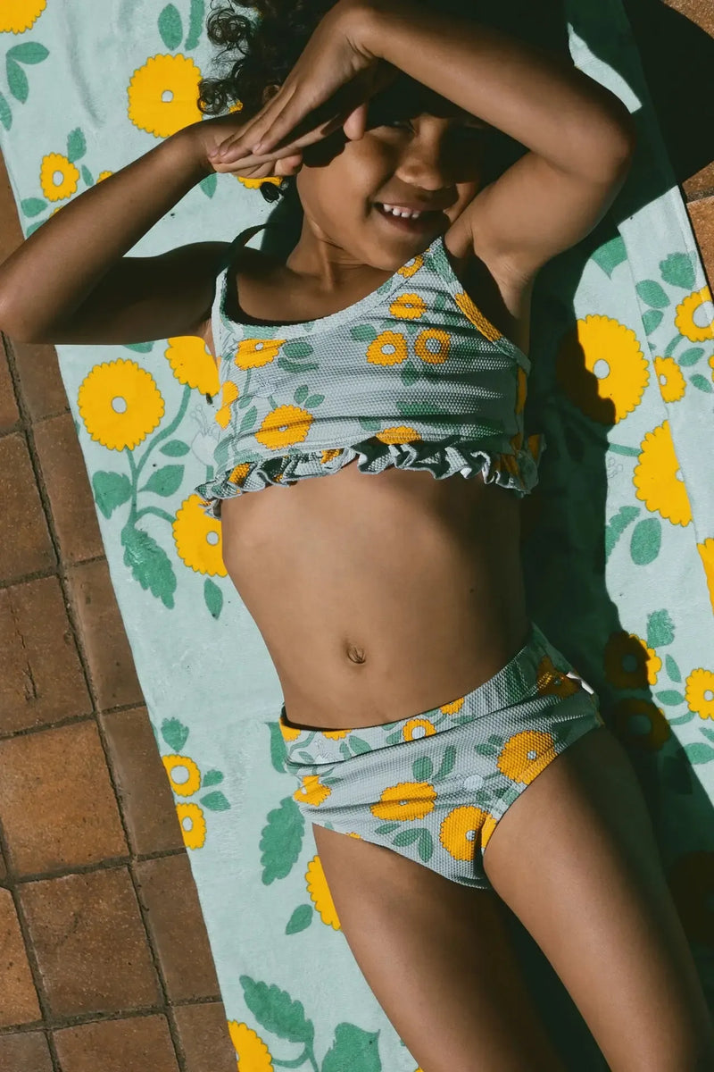 Tiny Cottons Flowers Swim Set Warm Grey